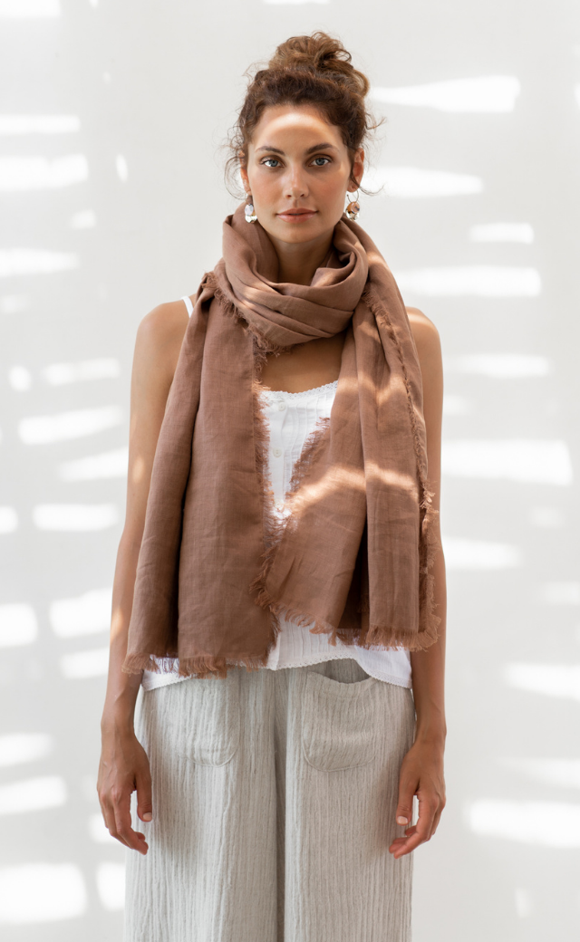 Omari Linen Scarf Desert Sand