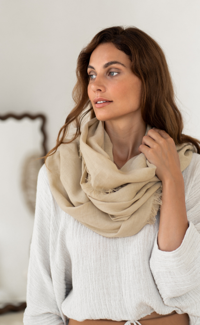 Omari Linen Scarf Stone