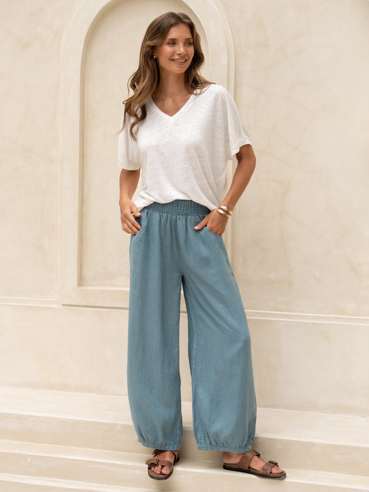 Sadhu French Linen Pants Tahiti Blue