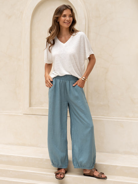 Sadhu French Linen Pants Tahiti Blue | Soft Tahiti Blue Linen