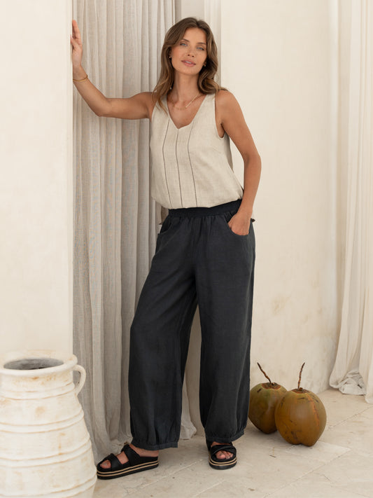 Sadhu French Linen Pants Charcoal
