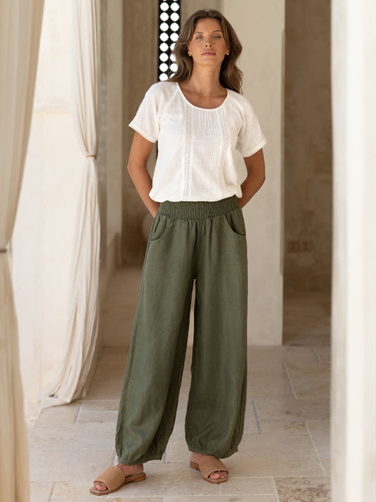 Sadhu French Linen Pants Olive