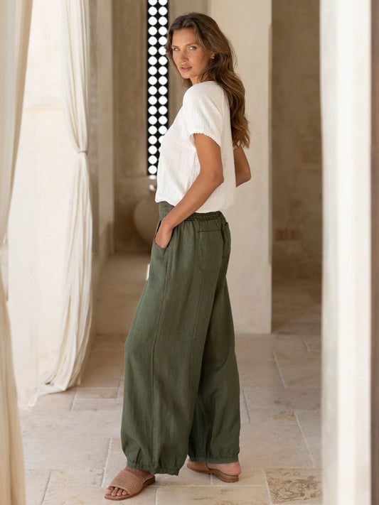 Sadhu French Linen Pants Olive