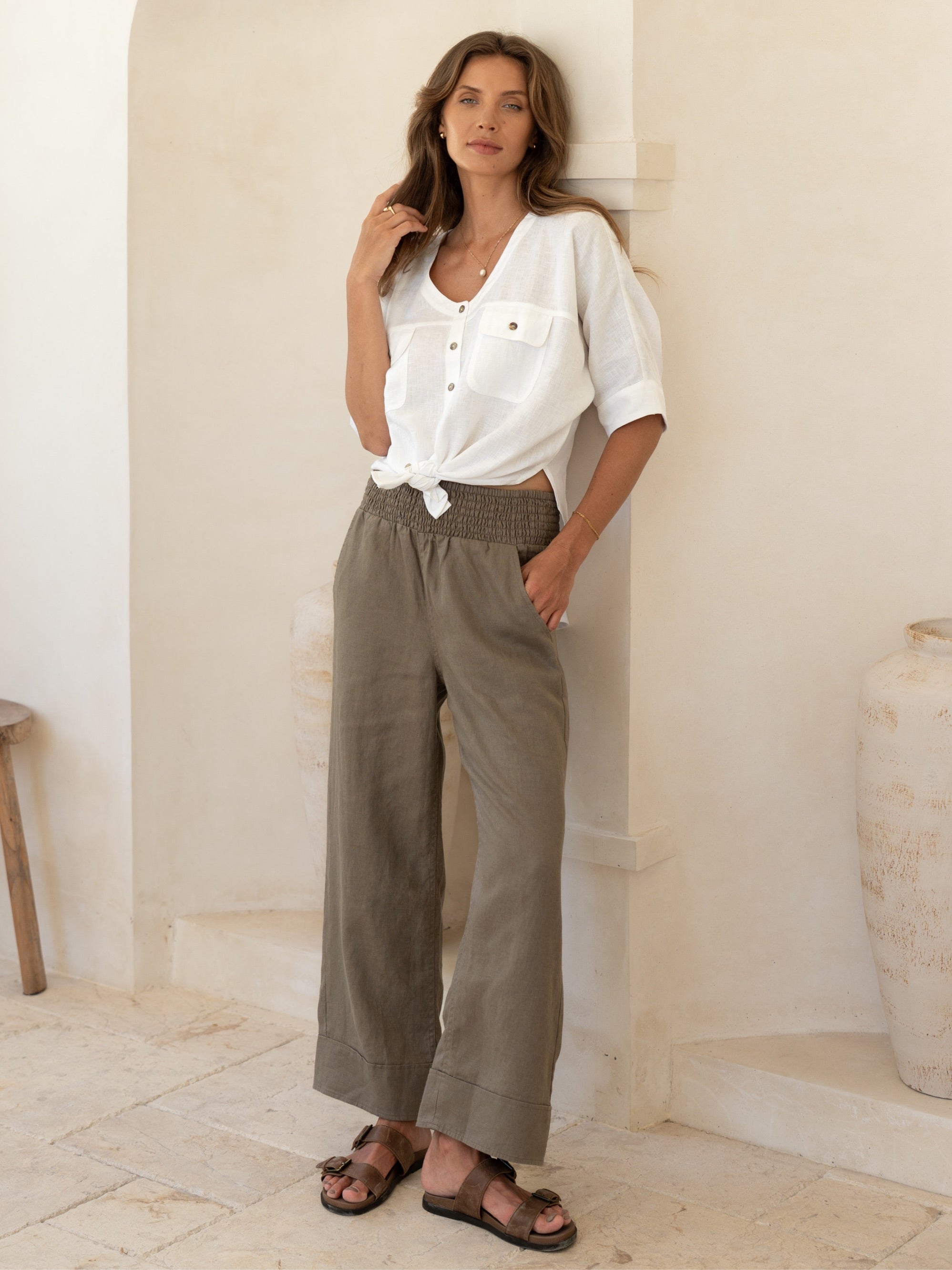 Yamba French Linen Pants Elm